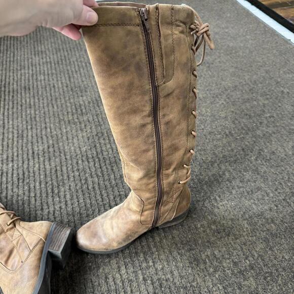 BareTraps Knee High‎ Boots Lace Up Zipper Brown size 6M - Picture 4 of 8